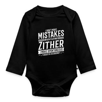 Zither Player Musical Instrument Music Zither - Organic Longsleeve Baby Bodysuit - black - Front