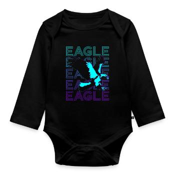 Eagle Retro Gift - Organic Longsleeve Baby Bodysuit - black - Front