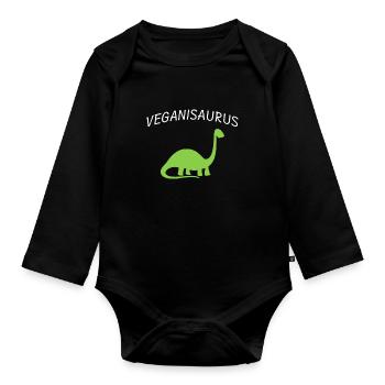 Veganer Dinosaurier - Baby Bio-Langarm-Body - Schwarz - Vorne