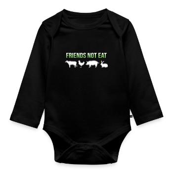 Vegetarian Vegan Saying - Organic Longsleeve Baby Bodysuit - black - Front
