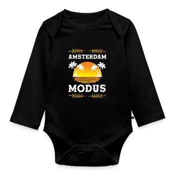 Amsterdam Mode - Body Bébé bio manches longues - noir - Devant