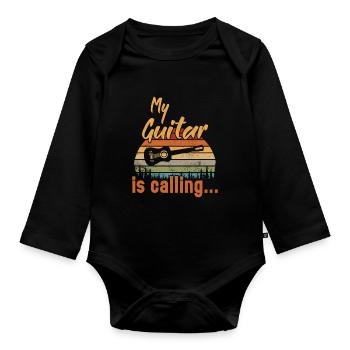 My Guitar is Calling / Gitarre - Organic Longsleeve Baby Bodysuit - black - Front
