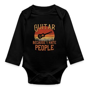 Guitare - Parce que je déteste les gens / Gitarre - Body Bébé bio manches longues - noir - Devant
