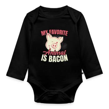 Mon animal préféré est l’amateur de viande de bacon Spec - Body Bébé bio manches longues - noir - Devant