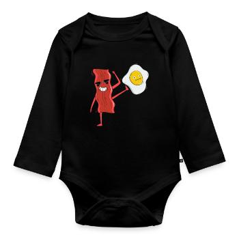Baconholic Meat Lover Bacon Eater Keto Keto - Body Bébé bio manches longues - noir - Devant