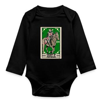 Knight of Coins Tarot Card Fortune Telling - Organic Longsleeve Baby Bodysuit - black - Front