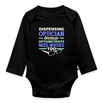 Optiker Brillenflüsterer Optometrie - Baby Bio-Langarm-Body - Schwarz - Vorne