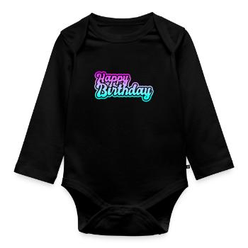 Bon anniversaire - Body Bébé bio manches longues - noir - Devant
