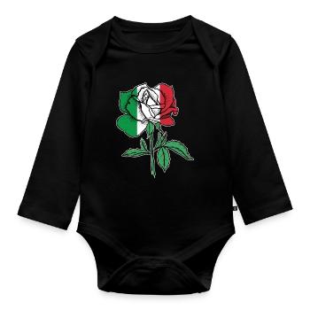 Drapeau Rose Mexicain Drapeau Cadeau - Body Bébé bio manches longues - noir - Devant