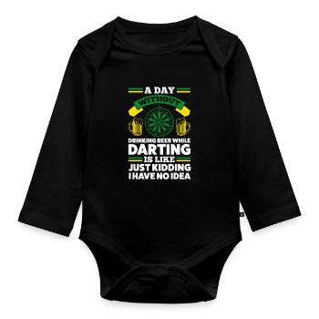 Darts Game Darts Player Gift - Organic Longsleeve Baby Bodysuit - black - Front