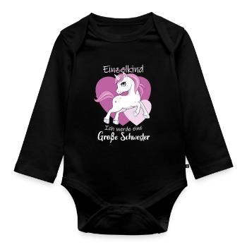 Ich Werde Eine Große Schwester 2023 - Baby Bio-Langarm-Body - Schwarz - Vorne