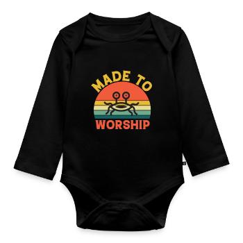 Flying Spaghetti Monster Pastafarianism FSM - Organic Longsleeve Baby Bodysuit - black - Front