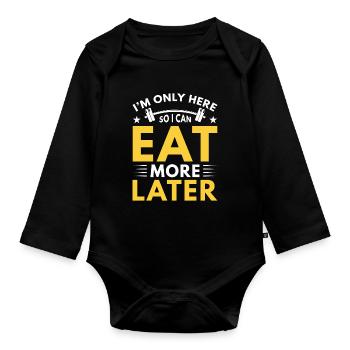 Lustiger Fitness Spruch Workout Warmup Sport - Baby Bio-Langarm-Body - Schwarz - Vorne