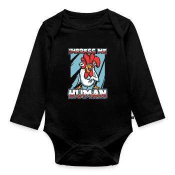 Chicken Farm Farmer Farmer Chicken Farmer - Organic Longsleeve Baby Bodysuit - black - Front