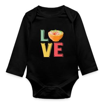 Lustige Spaghetti-Schüssel-Fleischbällchen FSM - Baby Bio-Langarm-Body - Schwarz - Vorne