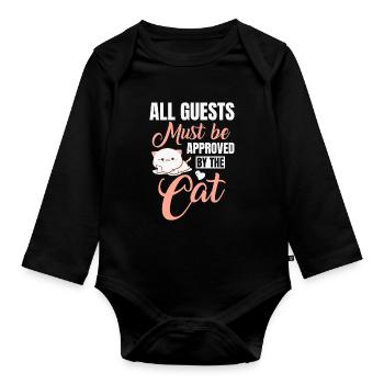 All guests must be approved by the cat - Organic Longsleeve Baby Bodysuit - black - Front