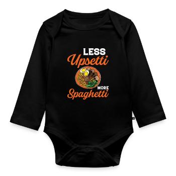 Funny spaghetti bowl meatballs - Organic Longsleeve Baby Bodysuit - black - Front
