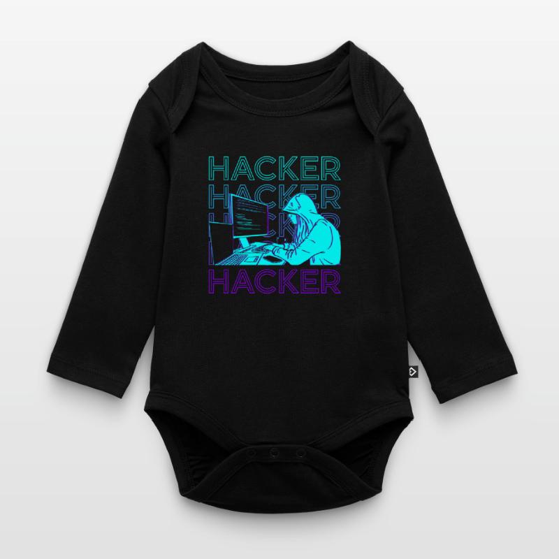 Hacker Hacking Hack Codage Programmation Rétro Body Bébé bio manches longues
