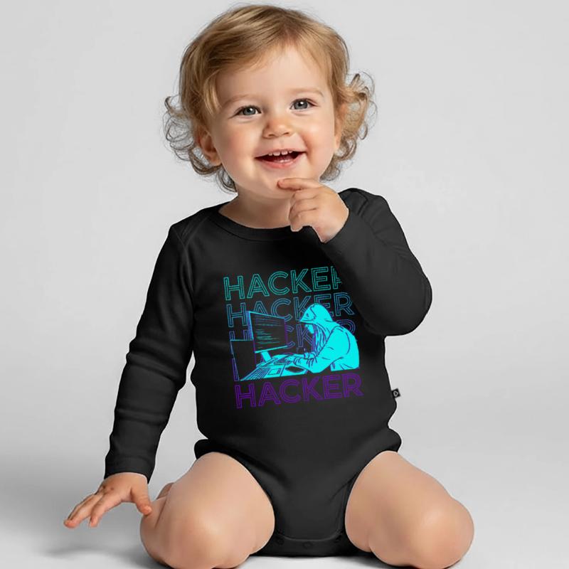 Hacker Hacking Hack Codage Programmation Rétro Body Bébé bio manches longues