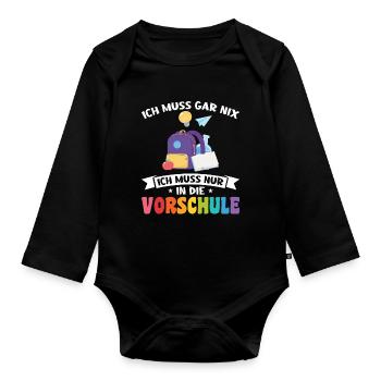 Vorschule Anfang Vorschulkind Geschenk - Baby Bio-Langarm-Body - Schwarz - Vorne