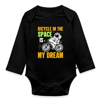 Bicycle in space is my dream - Astronauts - Organic Longsleeve Baby Bodysuit - black - Front