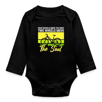 Quatre roues déplacent le corps Deux roues - vélo - Body Bébé bio manches longues - noir - Devant