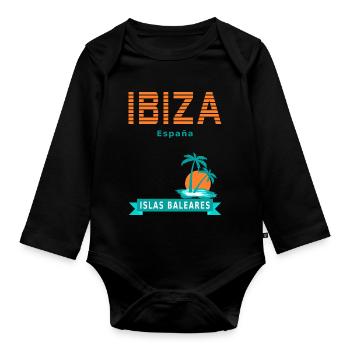Ibiza - Spanien, neues originelles Design - Baby Bio-Langarm-Body - Schwarz - Vorne