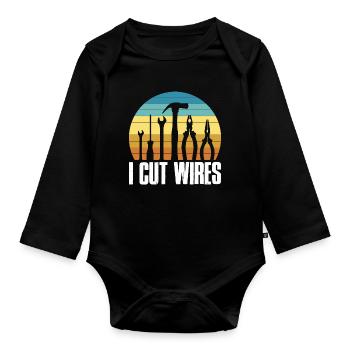 Im An Electrician I Cut Wires Elektriker Geschenk - Baby Bio-Langarm-Body - Schwarz - Vorne