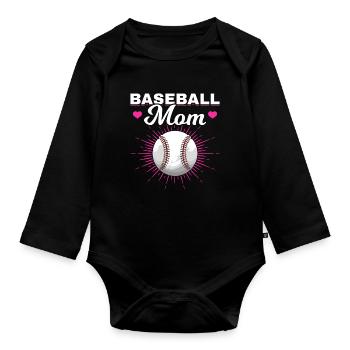 Baseball Mutter Frauen Baseball Mama - Baby Bio-Langarm-Body - Schwarz - Vorne