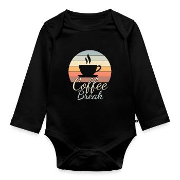 Coffee break - Coffee lovers - Organic Longsleeve Baby Bodysuit - black - Front