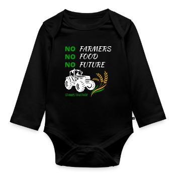 Pas d’agriculteurs, pas de nourriture, pas d’avenir - se tient ensemble - Body Bébé bio manches longues - noir - Devant