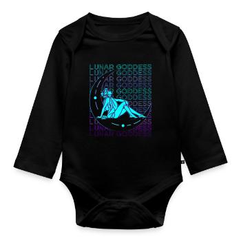 Moon Goddess Wicca Pagan Retro - Organic Longsleeve Baby Bodysuit - black - Front