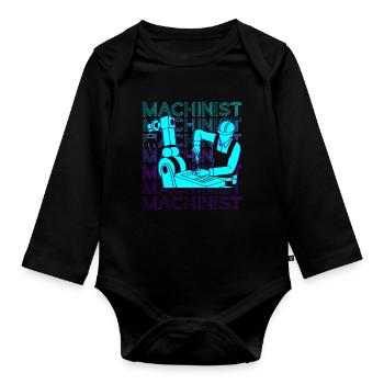 Cutting Machine Operator Cnc Machine Operator Retro - Organic Longsleeve Baby Bodysuit - black - Front