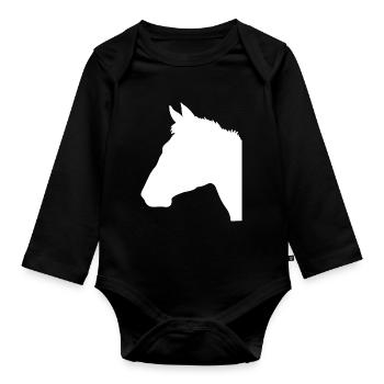 tête de cheval - Body Bébé bio manches longues - noir - Devant