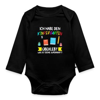 Kindergarten Abschluss Kindergarten-Abschluss Gesc - Baby Bio-Langarm-Body - Schwarz - Vorne