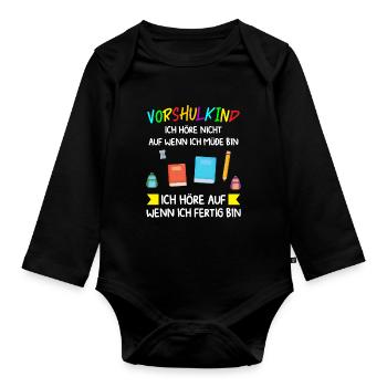 Vorschule Anfang Vorschüler Geschenk - Baby Bio-Langarm-Body - Schwarz - Vorne