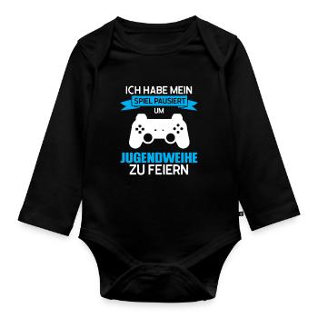 Jugendweihe Gaming Jugendweihfeier Geschenk - Baby Bio-Langarm-Body - Schwarz - Vorne