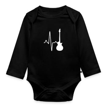 Electric Guitar Heartbeat - Organic Longsleeve Baby Bodysuit - black - Front