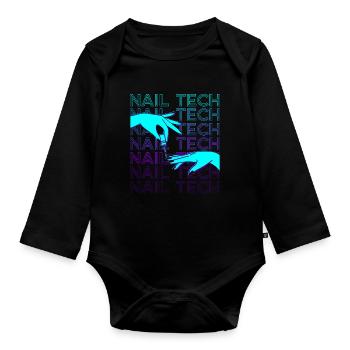 Nail Tech Nail Technician Manicurist Retro - Organic Longsleeve Baby Bodysuit - black - Front