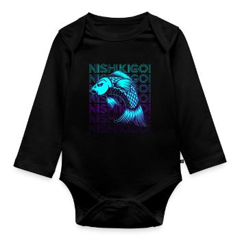 Koi Fish Carp Japanese Nishikigoi Retro - Organic Longsleeve Baby Bodysuit - black - Front