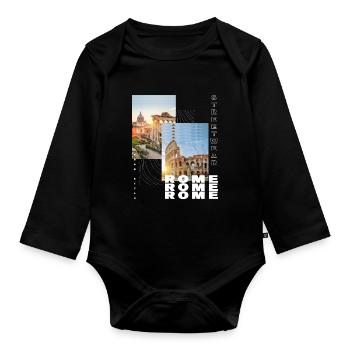 Rome Rome Italy City Skyline Home Love - Organic Longsleeve Baby Bodysuit - black - Front