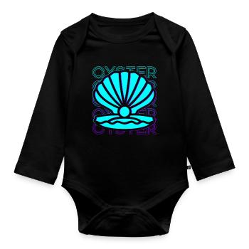 Auster Retro - Baby Bio-Langarm-Body - Schwarz - Vorne