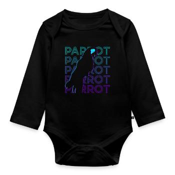 Parrot Retro - Organic Longsleeve Baby Bodysuit - black - Front