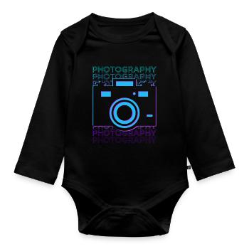 Fotografie Fotograf Kamera Retro - Baby Bio-Langarm-Body - Schwarz - Vorne
