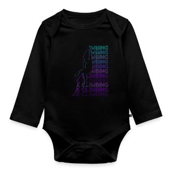 Rock Climbing Rock Climber Retro - Organic Longsleeve Baby Bodysuit - black - Front