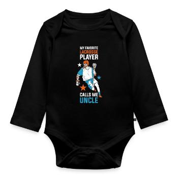 Lacrosse Uncle Lacrosse Gift - Organic Longsleeve Baby Bodysuit - black - Front