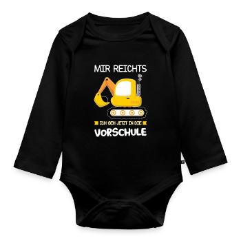 Vorschule Bagger Vorschüler Geschenk - Baby Bio-Langarm-Body - Schwarz - Vorne