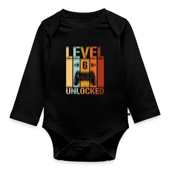 6ème anniversaire Niveau 6 débloqué - Body Bébé bio manches longues - noir - Devant