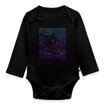 Skateboarding Skateboarder Skateboard Retro - Organic Longsleeve Baby Bodysuit - black - Front