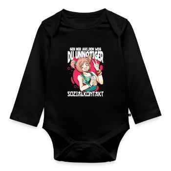Anime Saying Weeb Otaku - Organic Longsleeve Baby Bodysuit - black - Front